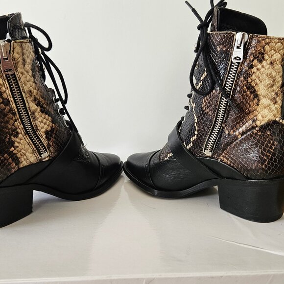 AllSaints Katy Ankle Boots - Black + Snake - Picture 3 of 8